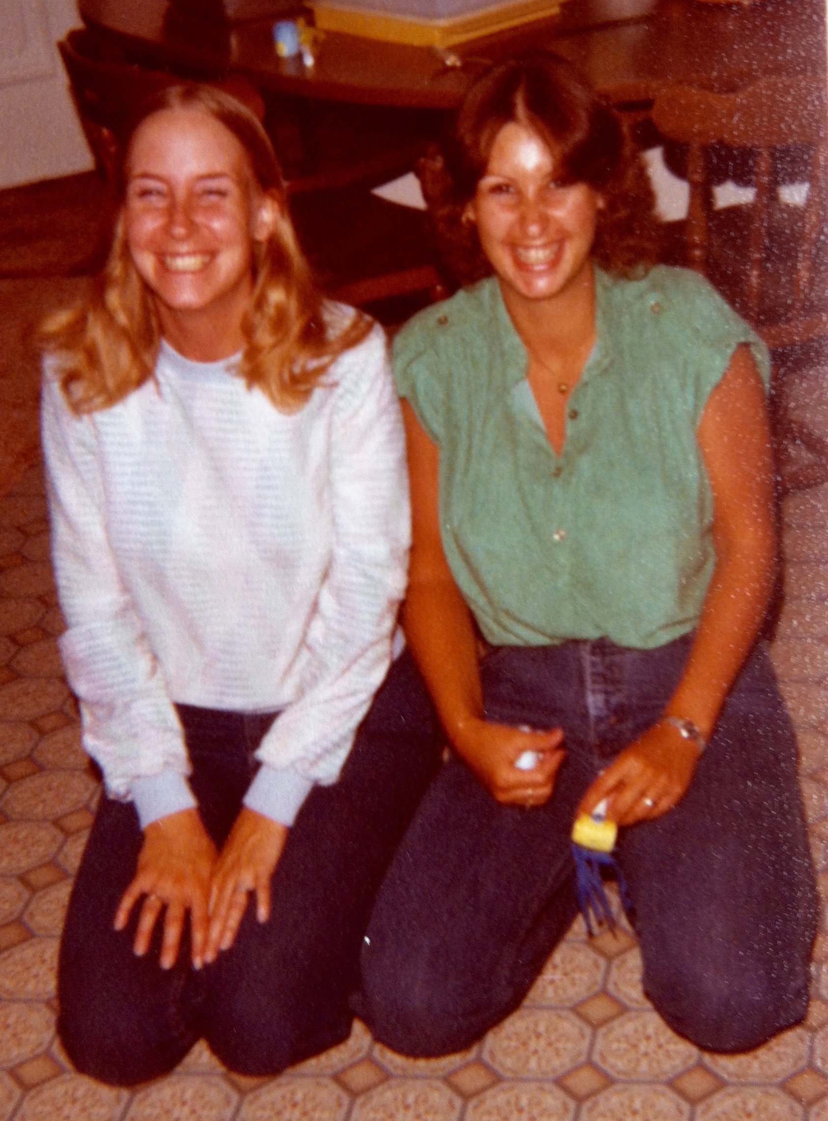 Super high, on life. Carpenters fans, my sisters Andrea and Beth. Circa 1977.